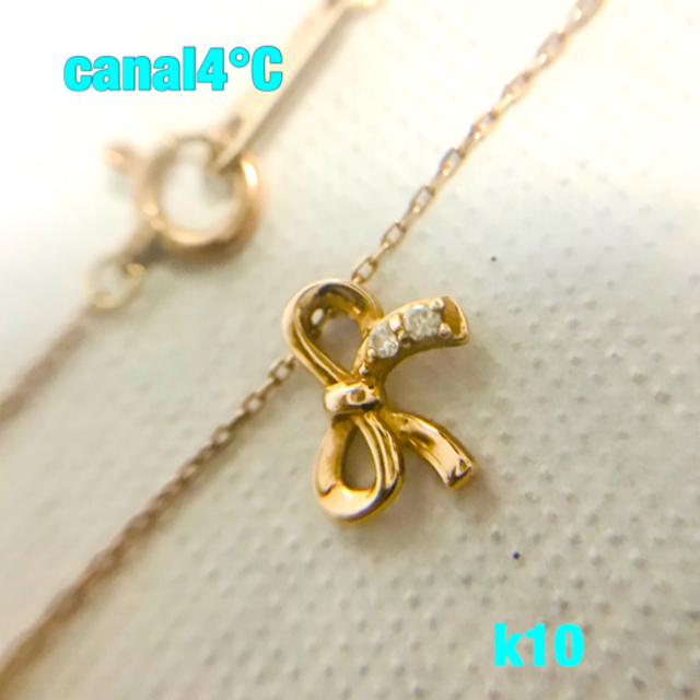 canal4℃ - カナル4℃ k10 リボン&ダイヤモンド ネックレスの通販 by