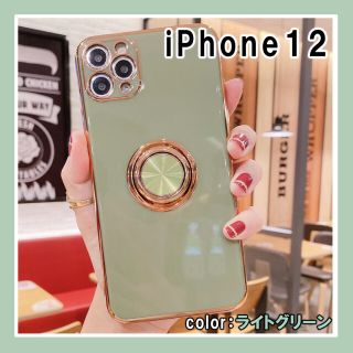 iPhone12 ケース シンプル 韓国 人気 スマホ ライトグリーン F(iPhoneケース)