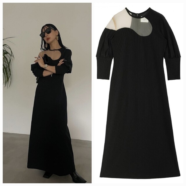 Ameri VINTAGE - AmeriVINTAGE LAKE CURVE TRICOT RIB DRESSの Ameri VINTAGE - AmeriVINTAGE LAKE CURVE TRICOT RIB DRESSの