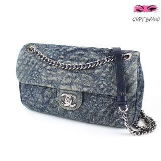 シャネル(CHANEL)のCHANEL シャネル カメリア デニム バッグ ブルー 美品(ショルダーバッグ)