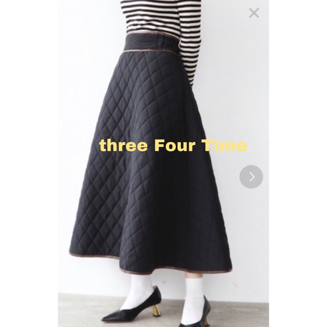 ThreeFourTime(スリーフォータイム)の新品未・使用【Three Four Time】パイピングキルティングスカート レディースのスカート(ロングスカート)の商品写真
