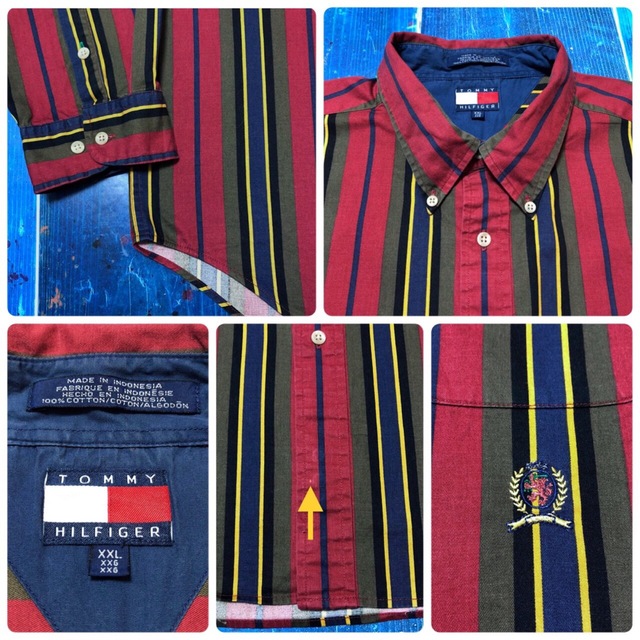 TOMMY HILFIGER(トミーヒルフィガー)の【トミーヒルフィガー】オールド刺繍ロゴビッグクラシックレトロストライプシャツ メンズのトップス(シャツ)の商品写真