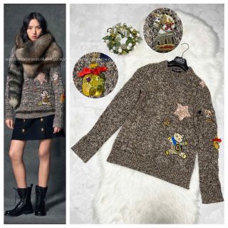 ドルチェアンドガッバーナ(DOLCE&GABBANA)の本物 美品 ドルチェ&ガッバーナ 装飾 ケーブルニット セーター 38 ドルガバ(ニット/セーター)