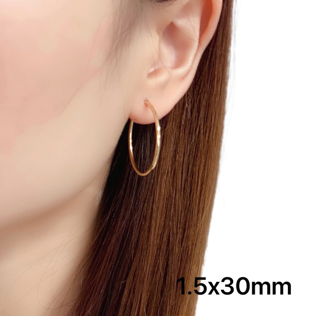 K18 18金 18k フープピアス イエローゴールド ペア♡ ⑤#33 - 通販