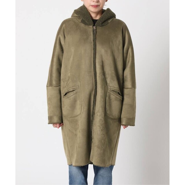Lou Andrea/ルーアンドレア Mouton Fake Hood Coat 素敵でユニークな