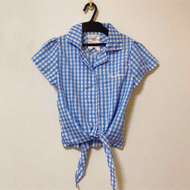 Miauler Mew(ミオレミュー)のブルー ギンガムチェック 前結びシャツ レディースのトップス(シャツ/ブラウス(半袖/袖なし))の商品写真