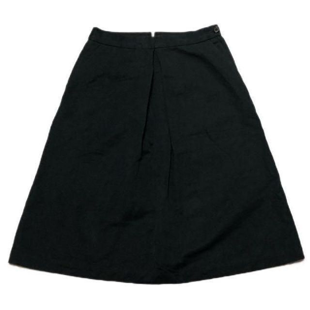 【値下げ】リネンコットン 膝丈スカート ダークネイビー サイズ2(M) 匿名配送