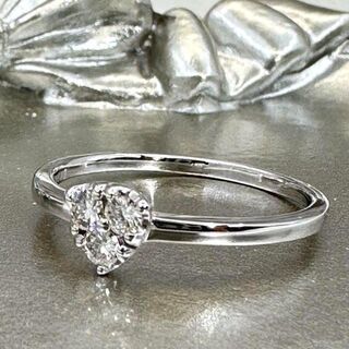 正規品◆美品K18WG ダイヤモンド3P リング　指輪　14号　ケース付　ハート