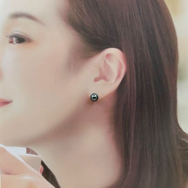 未使用品◆正規品 黒蝶タヒチ真珠 ピアス K14WG 8〜8.5㎜玉 匿名配送