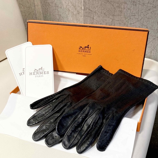 定番 HERMES ブラック 黒 エブリン 極美品☆ グローブ 手袋 新作好評