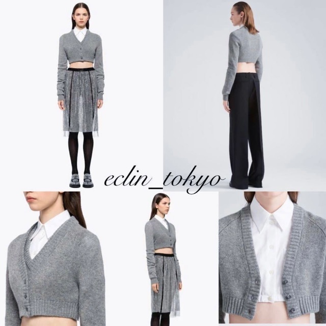 未使用1番人気!PRADA 最高級カシミヤ ショート丈カーディガン E3651