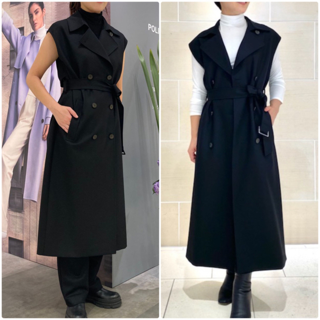 theory luxe 22AW Kelman トレンチベスト　ロングジレ　黒