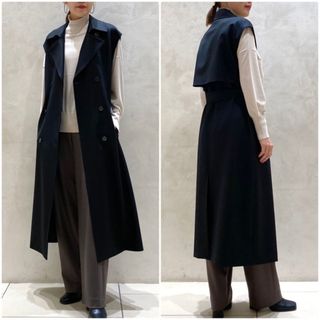 theory luxe 22AW Kelman トレンチベスト　ロングジレ　黒