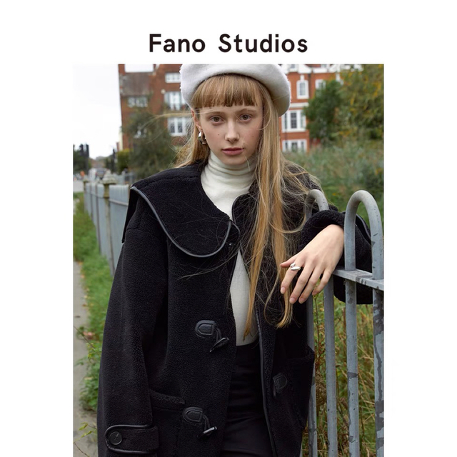 【Fano Studios】ワイドカラー ミドルダッフルコート(L:size) レディースのジャケット/アウター(ダッフルコート)の商品写真