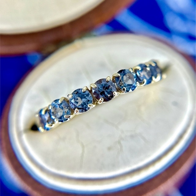 最高品質ベキリーブルーガーネットハーフエタニティリング K18YG1.16ct レディースのアクセサリー(リング(指輪))の商品写真