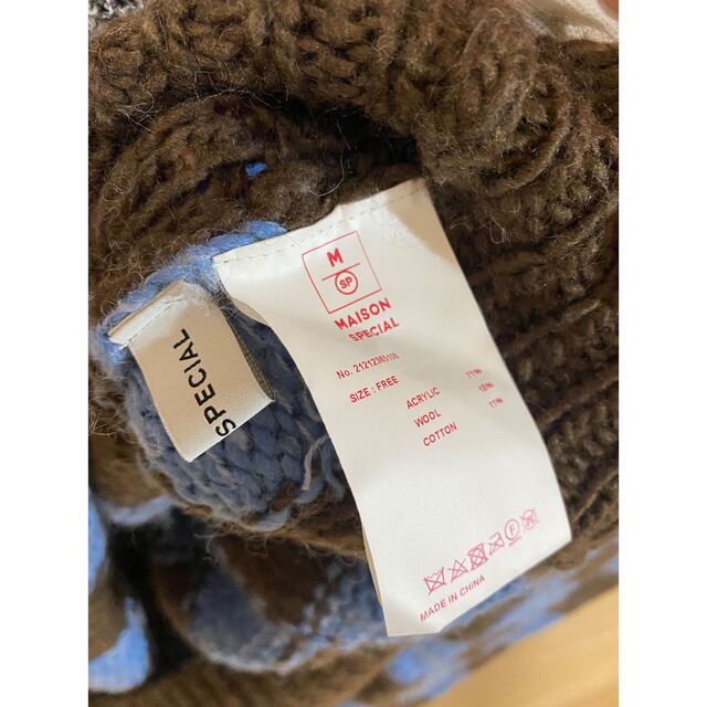 MAISON SPECIAL ブロックチェックハンドニット
