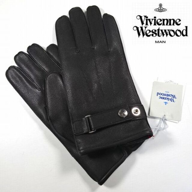 Vivienne Westwood(ヴィヴィアンウエストウッド)の新品 ヴィヴィアンウエストウッド レザー手袋 黒 24cm メンズ 男性 紳士 メンズのファッション小物(手袋)の商品写真