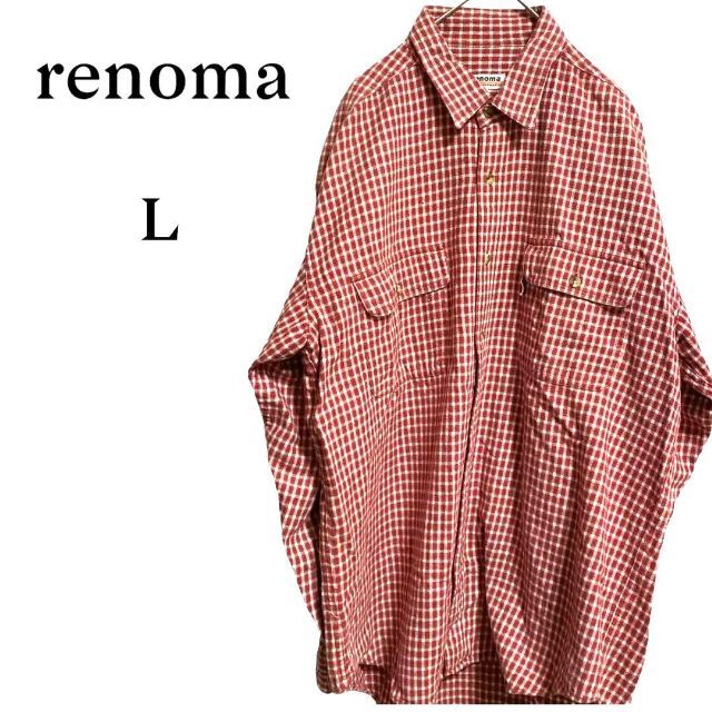 RENOMA(レノマ)のrenoma  レノマ　ヴィンテージ　ギンガムチェックシャツ　赤　Ｌ メンズのトップス(シャツ)の商品写真