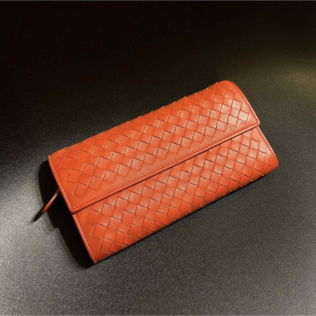 レインボー」 美品 ボッテガヴェネタ Bottega Veneta オレンジ 長財布 ...