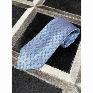 グッチ(GUCCI)のGUCCI グッチネクタイ　光沢ブルー　GG柄(ネクタイ)