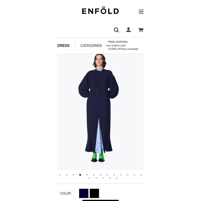 ENFOLD(エンフォルド)のエンフォルド　LAYERED DRESS ワンピースネイビー　サイズ36　 レディースのワンピース(ロングワンピース/マキシワンピース)の商品写真