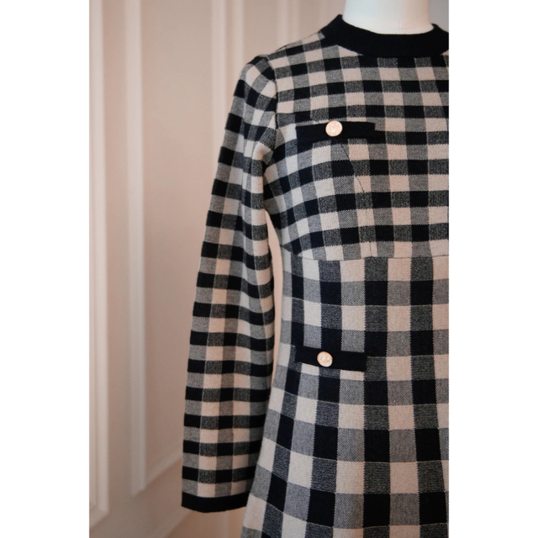 ハーリップトゥ　Plaid Jacquard Knit Dress