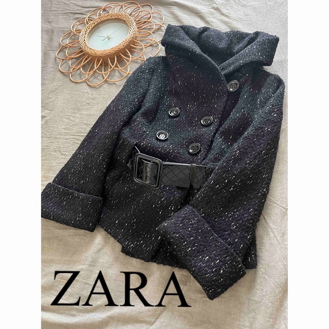 ZARA(ザラ)の美品　ZARA ザラ　ピーコート　ジャケット　アウター　コート　ツイード　人気 レディースのジャケット/アウター(ピーコート)の商品写真