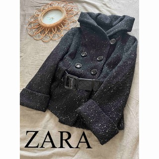 ザラ(ZARA)の美品　ZARA ザラ　ピーコート　ジャケット　アウター　コート　ツイード　人気(ピーコート)