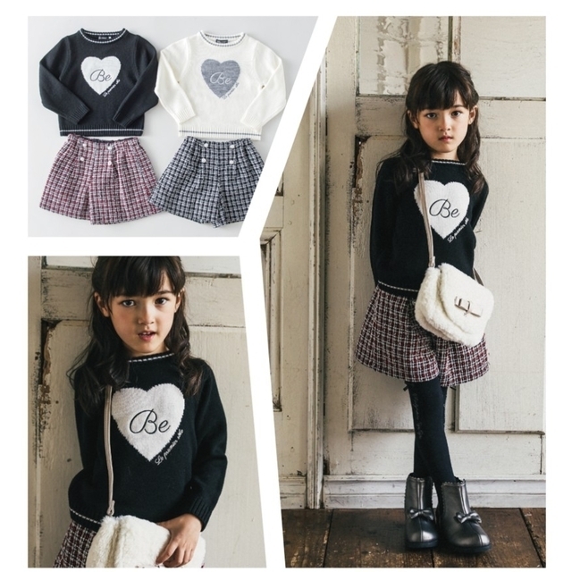 完売品✨美品????♥️BEBE♥️ハートジャガード刺繍ニット。150㎝。