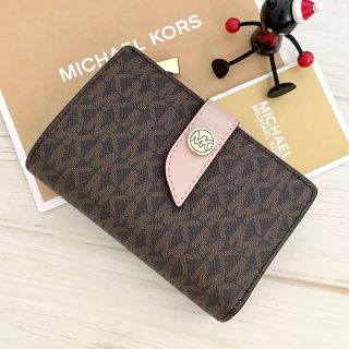 マイケルコース(Michael Kors)の新品 MICHAEL KORS マイケルコース 折り財布 ピンク ブラウン(財布)