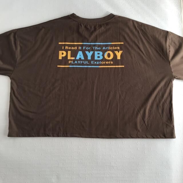 PLAYBOY(プレイボーイ)の【L】プレイボーイ バックロゴ 長袖 ワイド Tシャツ 茶系 レディースのトップス(Tシャツ(長袖/七分))の商品写真