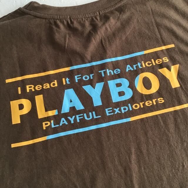 PLAYBOY(プレイボーイ)の【L】プレイボーイ バックロゴ 長袖 ワイド Tシャツ 茶系 レディースのトップス(Tシャツ(長袖/七分))の商品写真