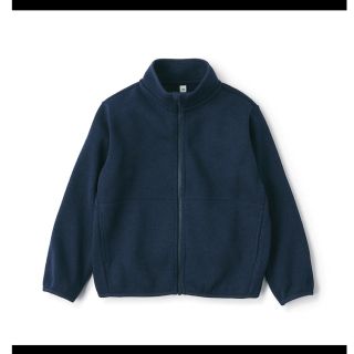 ムジルシリョウヒン(MUJI (無印良品))の無印　再生ポリエステルニットフリースジャケット　ネイビー　150(ジャケット/上着)