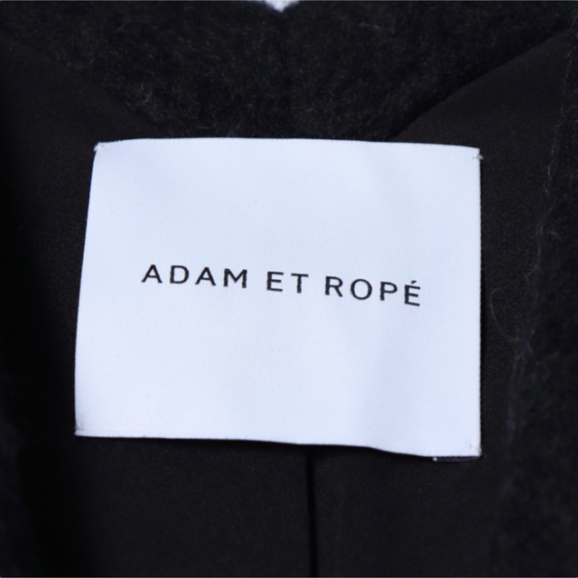 Adam et Rope'(アダムエロぺ)の【美品】アダムエロペ ノーカラー チェスターコート  ウール/モヘヤ混 ブラック レディースのジャケット/アウター(チェスターコート)の商品写真