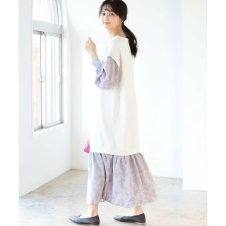 ビームス(BEAMS)の【OFF_WHT】BEAMS HEART / ドッキング コンビワンピース(ロングワンピース/マキシワンピース)