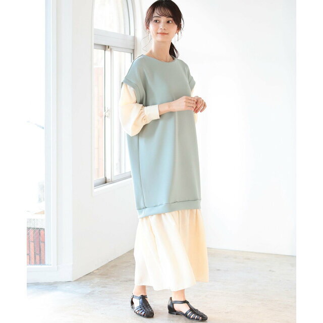 BEAMS(ビームス)の【MINT】BEAMS HEART / ドッキング コンビワンピース レディースのワンピース(ロングワンピース/マキシワンピース)の商品写真