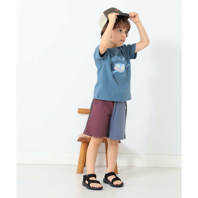 BEAMS OUTLET(ビームスアウトレット)の【WINE/BLUE】BEAMS mini / カラーブロック スウェット ショーツ (90~150cm) キッズ/ベビー/マタニティのキッズ服女の子用(90cm~)(パンツ/スパッツ)の商品写真