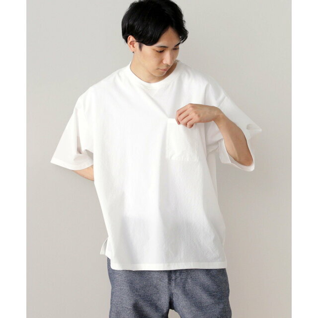 【WHITE】BEAMS HEART / シアサッカー ポケット Tシャツ