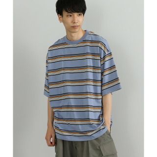 ビームス(BEAMS)の【SMOKE_BLUE】BEAMS HEART / マルチボーダー ビッグ Tシャツ(Tシャツ/カットソー(半袖/袖なし))