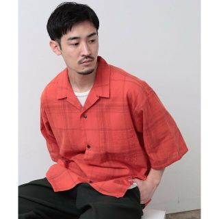 ビームス(BEAMS)の【RED】BEAMS / フェード チェック ルーズフィット オープンカラーシャツ(その他)