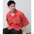 【RED】BEAMS / フェード チェック ルーズフィット オープンカラーシャ