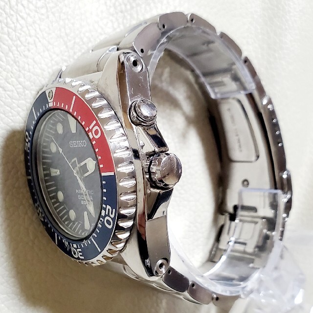 【本物保証】 箱付 美品 セイコー SEIKO キネティック ペプシ プロスペックス ダイバーズ メンズ クォーツ 腕時計 赤/青ベゼル 5M62 0BL0