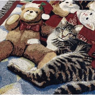 クリスマス　 猫　ネコ　ねこ　ビンテージラグ　170x132