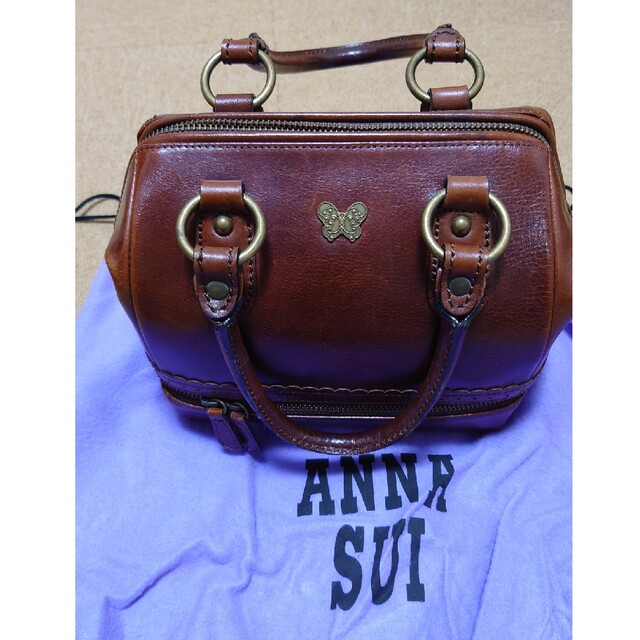 ANNA SUI(アナスイ)の最終価格  アナスイ 本革 ハンドバッグ こげ茶 ボストンバッグ かばん レディースのバッグ(ハンドバッグ)の商品写真