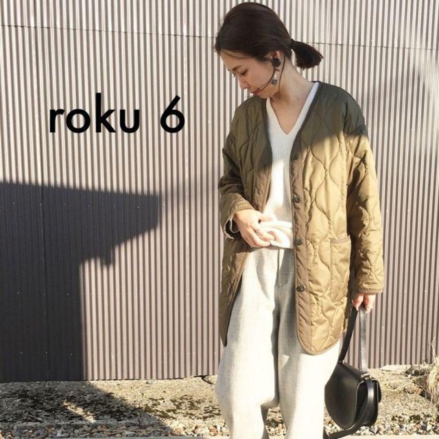 6 (ROKU) - roku6 カシミアワッフルVネックニット 38の通販 by