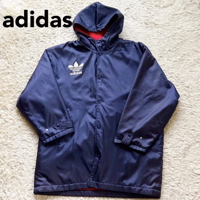 adidas アディダス ベンチコート ボア アウター メンズ L 防寒 青 赤