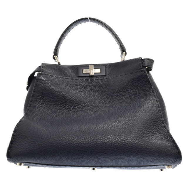 FENDI - FENDI フェンディ ピーカブー セレリア レザーハンドバッグ ネイビー SV金具 8BN290 3ZN