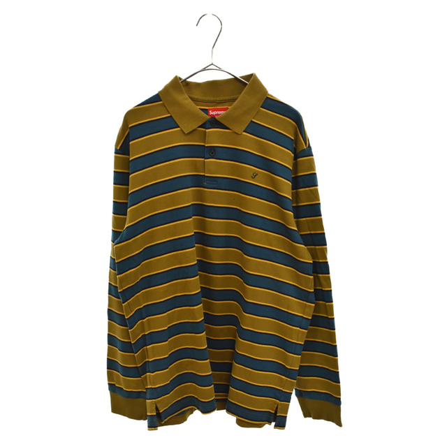 Supreme(シュプリーム)のSUPREME シュプリーム 18AW Striped L/S Polo ストライプ長袖ポロシャツ イニシャル刺繍ボーダー長袖ポロ イエロー/ブルー メンズのトップス(ポロシャツ)の商品写真