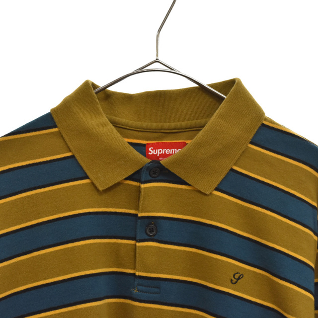 Supreme(シュプリーム)のSUPREME シュプリーム 18AW Striped L/S Polo ストライプ長袖ポロシャツ イニシャル刺繍ボーダー長袖ポロ イエロー/ブルー メンズのトップス(ポロシャツ)の商品写真