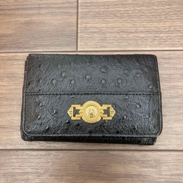 VERSACE - Giaani Versace オーストリッチ 黒 名刺、カードケースの